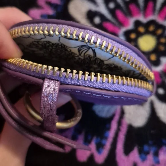 Vera Bradley Mallory Butterfly Bag Charm sparkling coin purse lilac shimmer - Picture 7 of 8